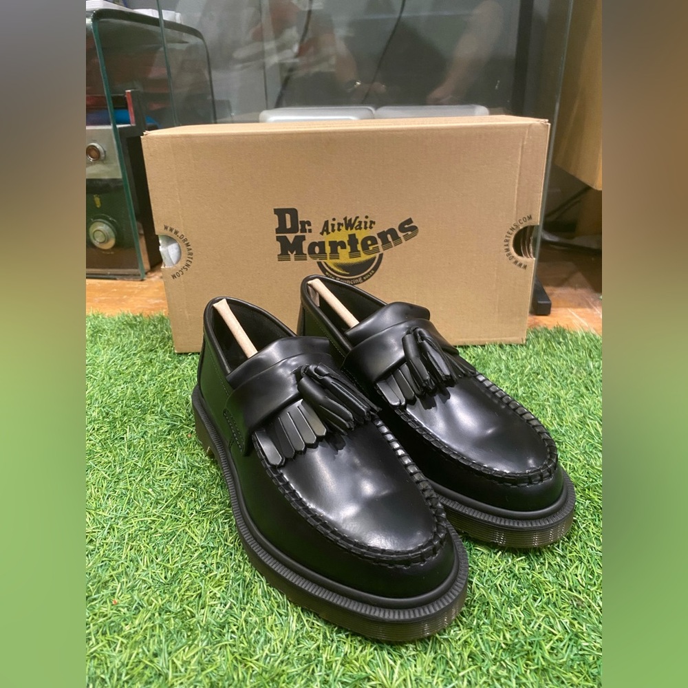Dr. Martens Adrian Tassel Loafer 14573001 Black Polished Leather Womens Size